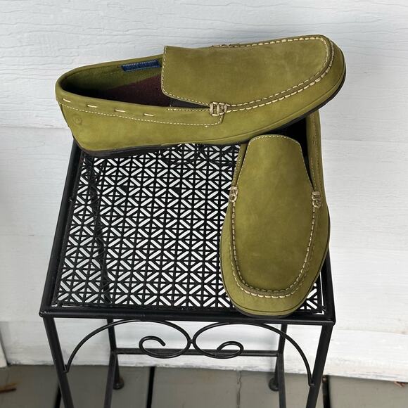 Rockport Loafer Slip On Mens Sz 10M Green Leather Washable‎ Footwear Casual Shoe - Picture 1 of 11